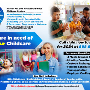 Mt. Zion National 24-Hour Childcare Monthly Service